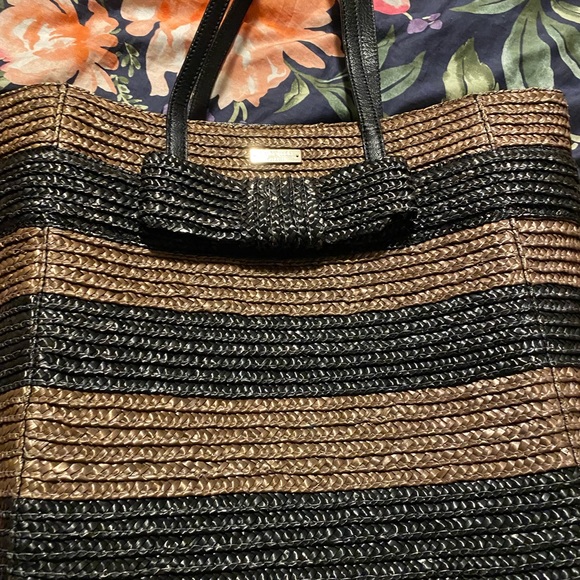 NWOT Kate Spade James STRAW WICKER BOW BRIDGE TRAVEL BAG Handbag Bag Tote - Picture 2 of 5